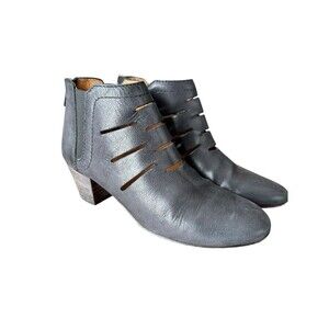 Aquatalia Womens Sz 9 Black Leather  Zip Ankle Boots Booties Made in Italy